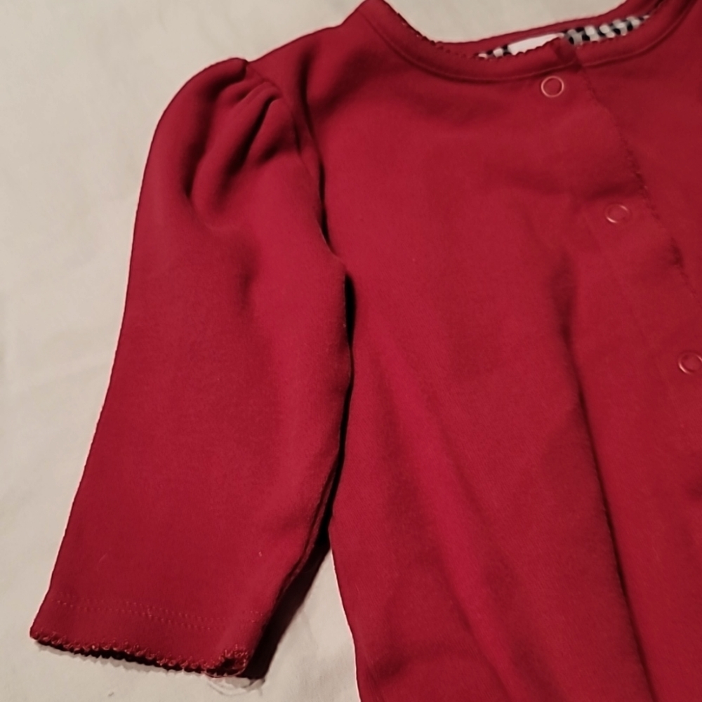 Children girls red jersey jumpsuit with kitty 12 month - Picture 5 of 8
